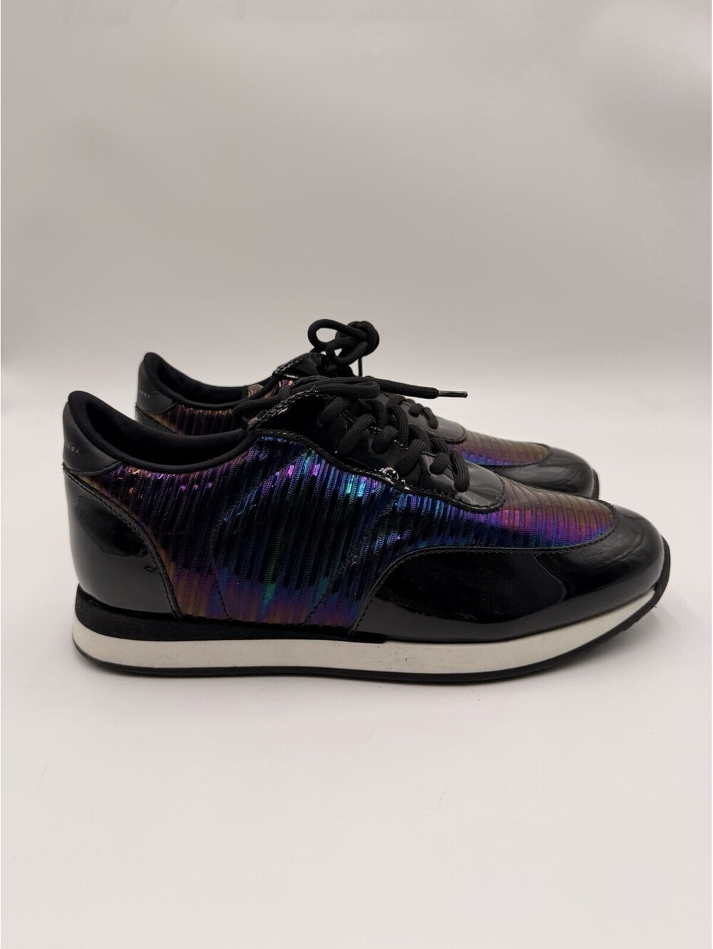 Giuseppe Zanotti Jimy Iridescent Leather Sneakers Multicolor Metallic Size 40